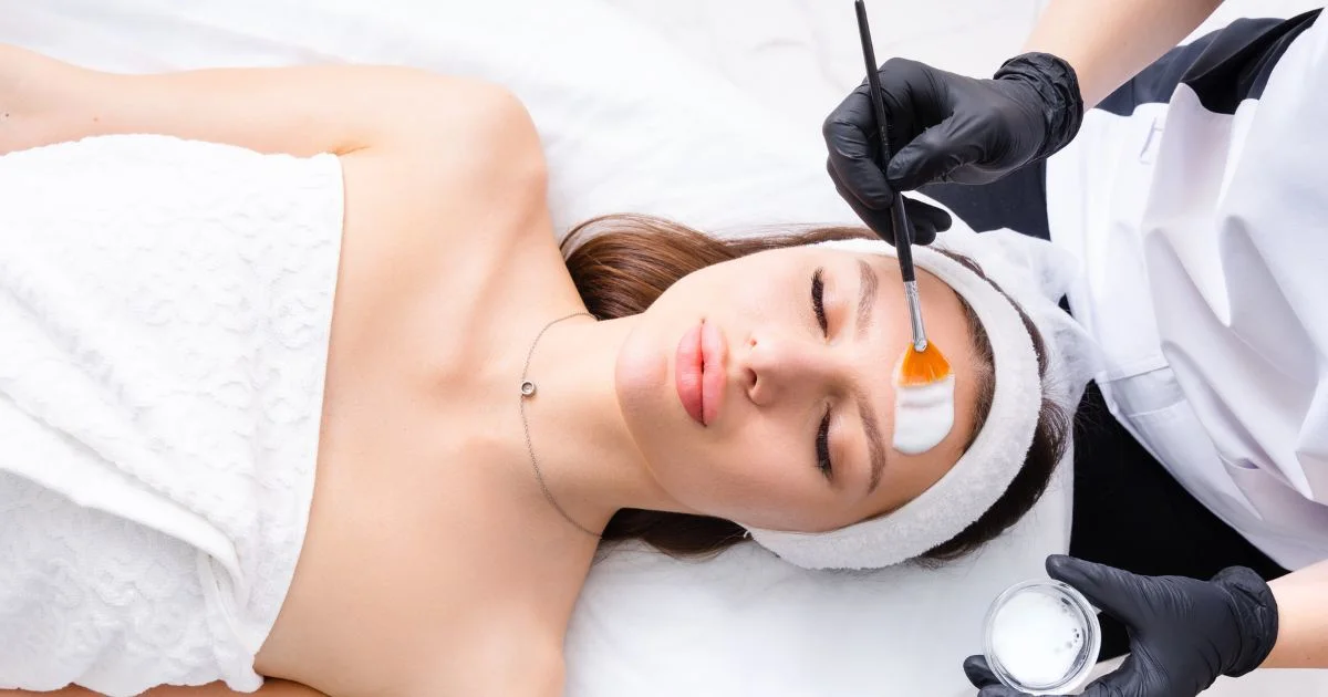 Close-up visual of skin gently peeling or flaking after a chemical peel as part of the normal skin renewal process.